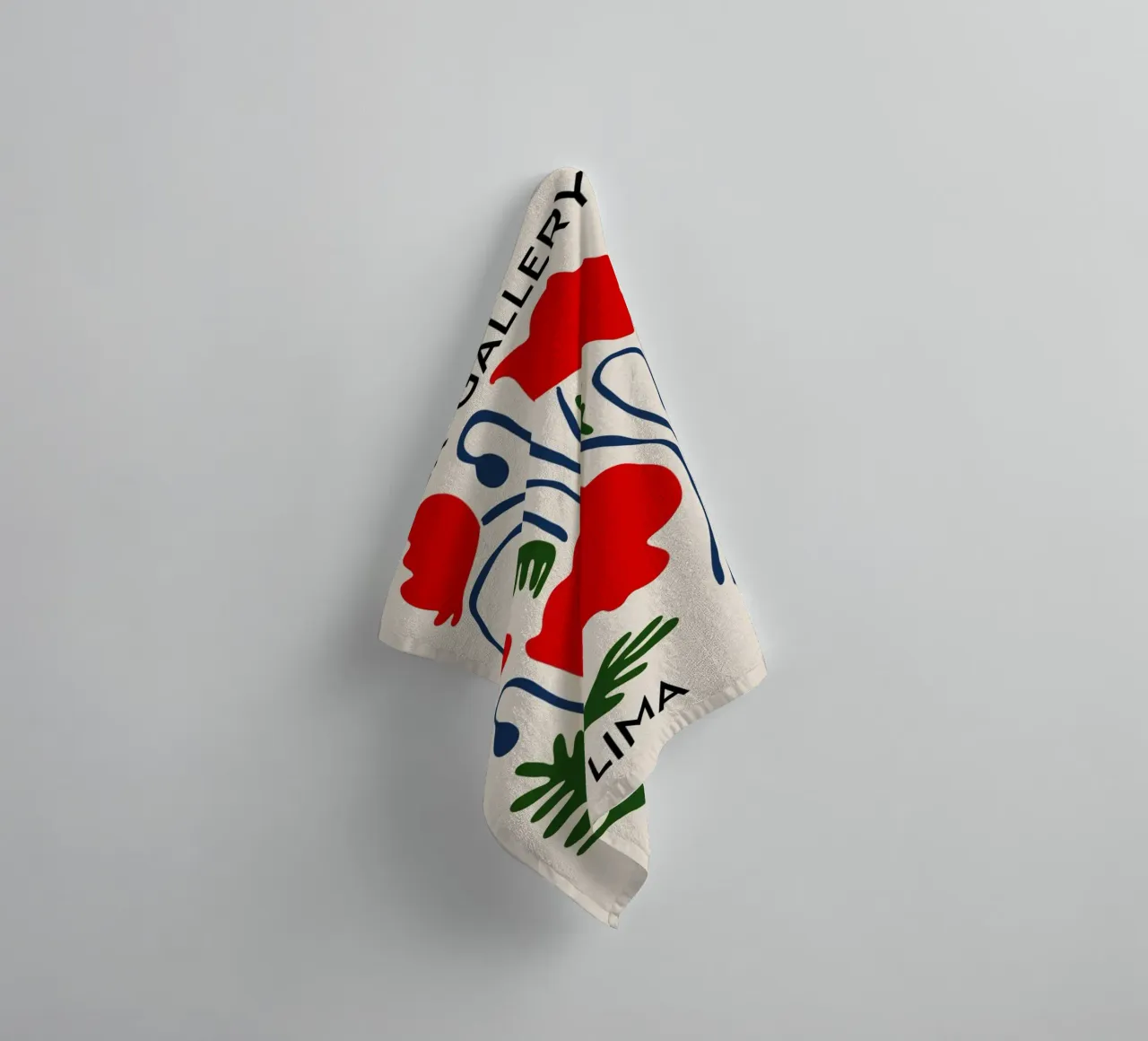 Lima Flower Gallery - Rode Klaproos Abstracte Kunstdruk badhanddoek van homdeco