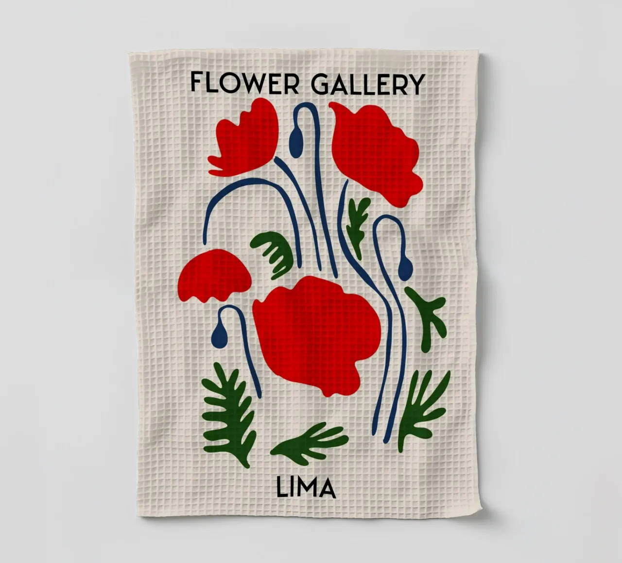 Lima Flower Gallery - Impression d'art abstrait coquelicot rouge torchon de homdeco