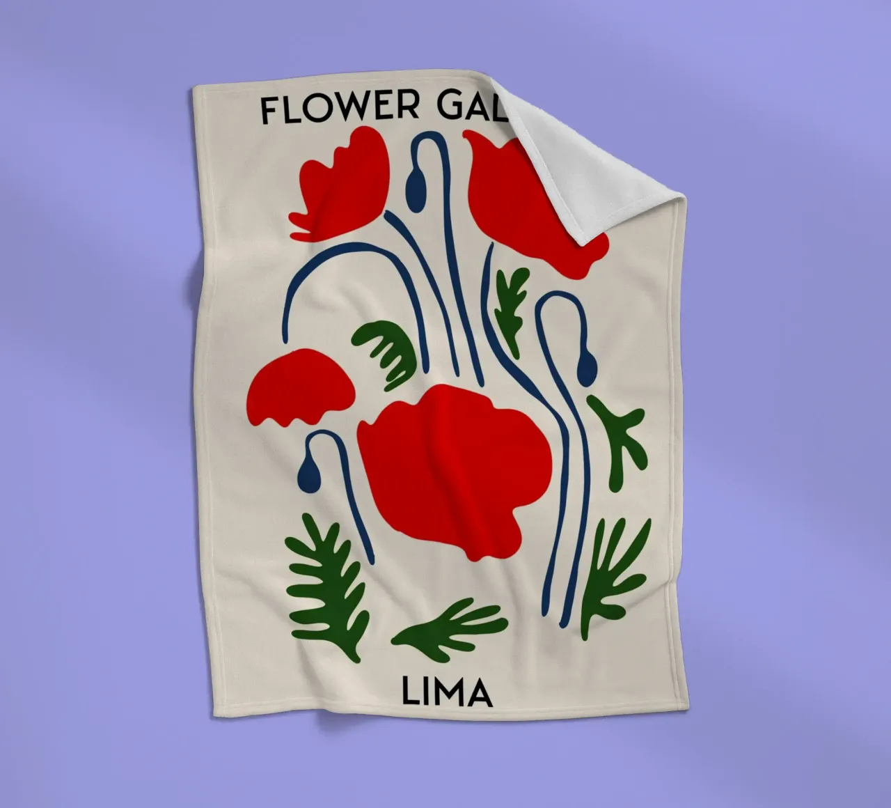 Lima Flower Gallery - Red Poppy Abstract Art Print fleece blanket by homdeco