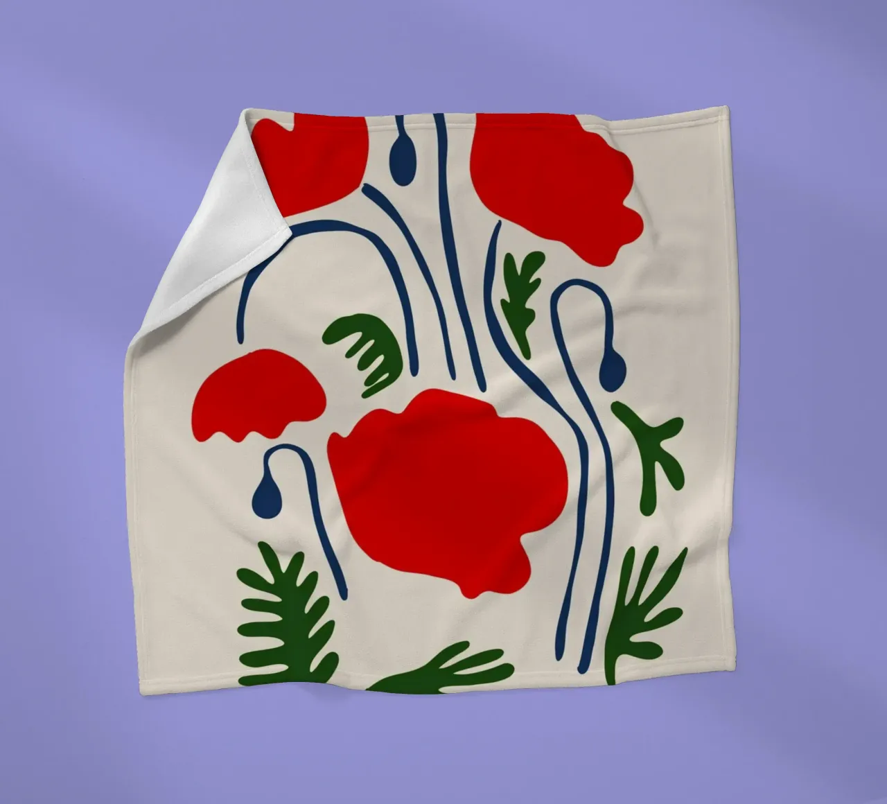 Lima Flower Gallery - Red Poppy Abstract Art Print fleece blanket by homdeco