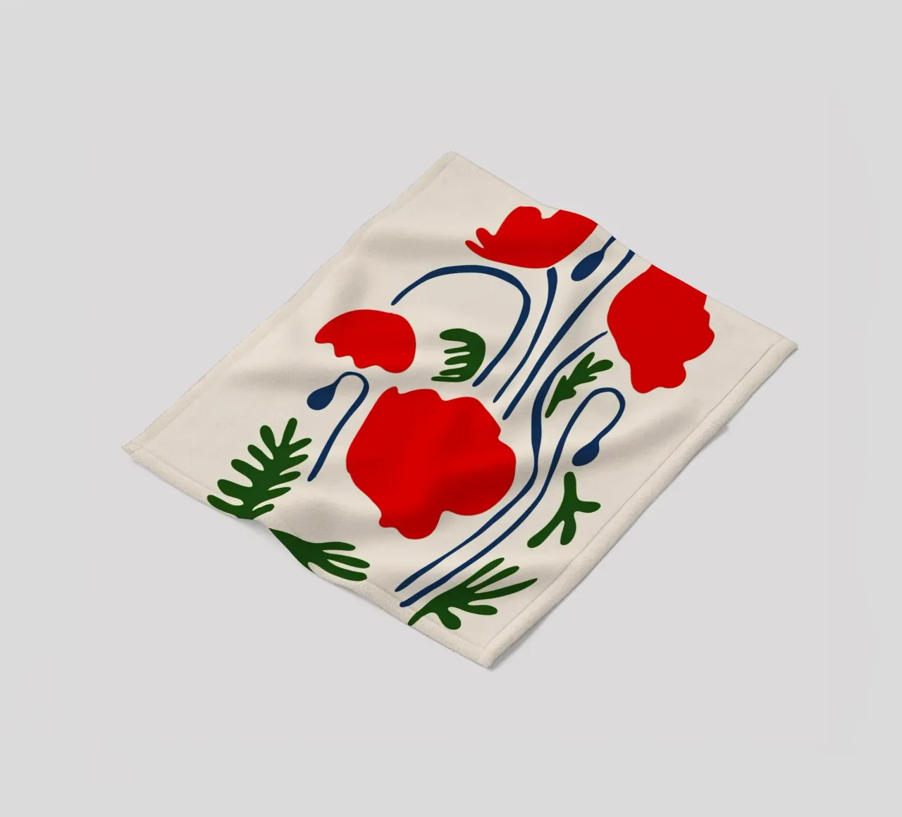 Lima Flower Gallery - Red Poppy Abstract Art Print fleece blanket by homdeco
