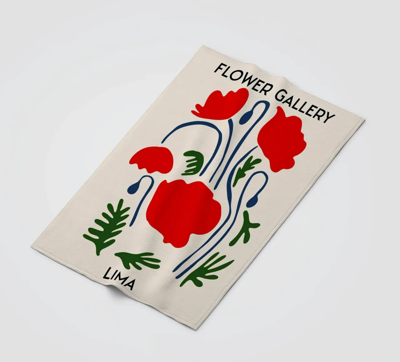 Lima Flower Gallery - Red Poppy Abstract Art Print fleece blanket by homdeco