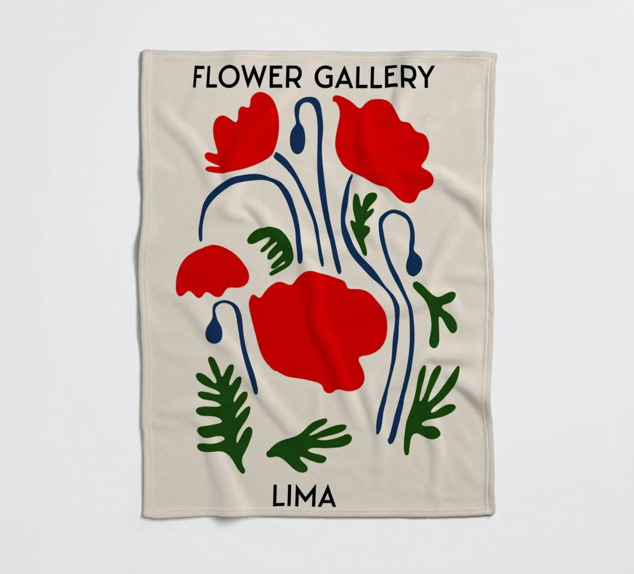 Lima Flower Gallery - Red Poppy Abstract Art Print fleece blanket by homdeco