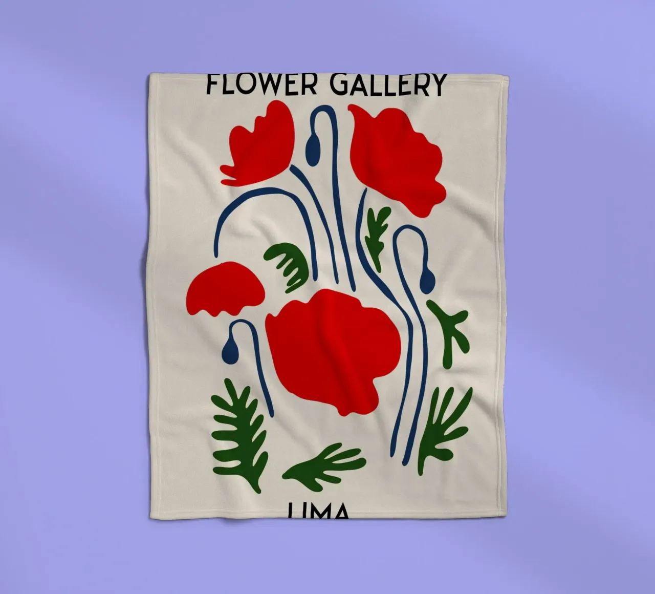 Lima Flower Gallery - Red Poppy Abstract Art Print fleece blanket by homdeco