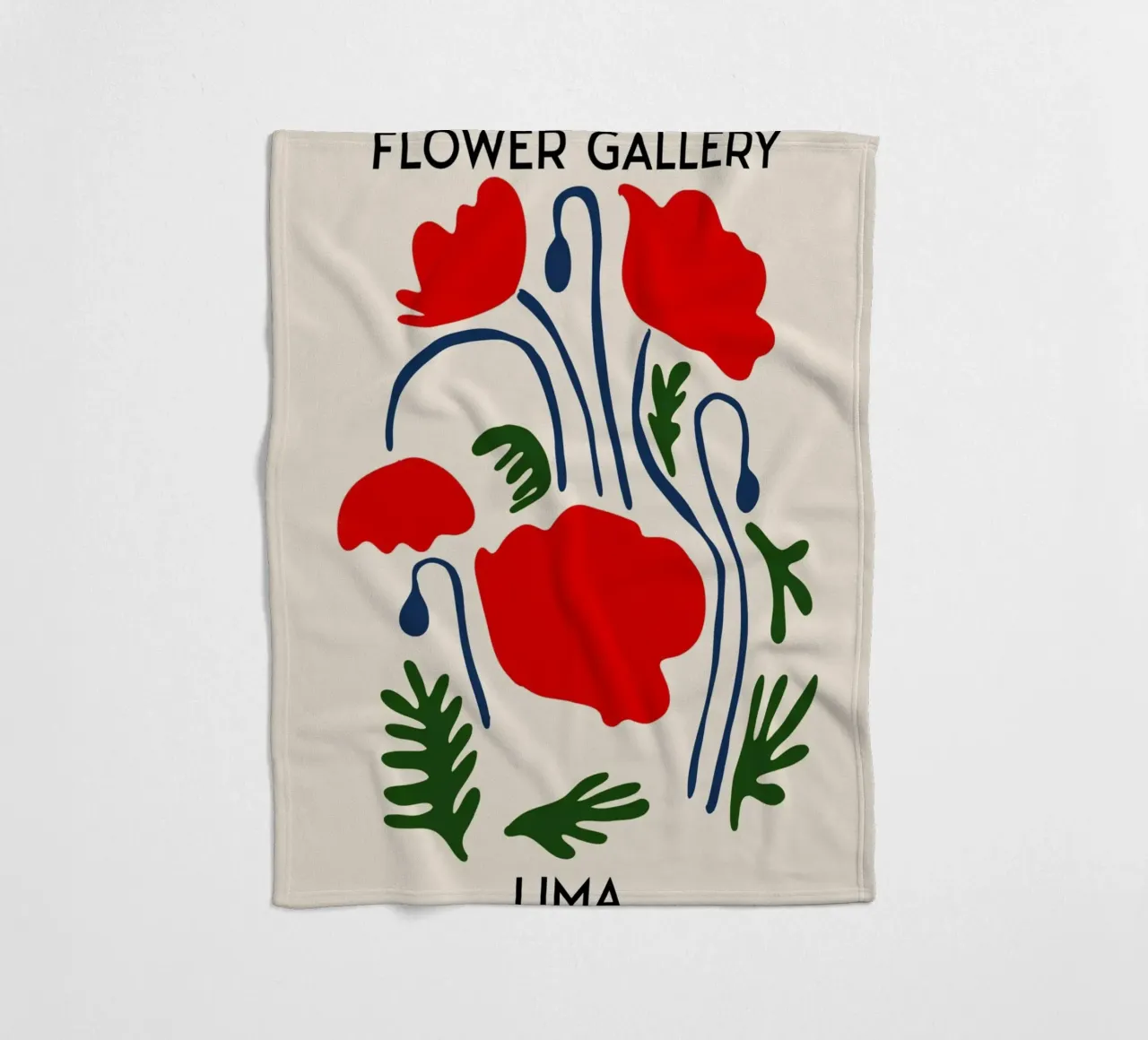 Lima Flower Gallery - Red Poppy Abstract Art Print fleece blanket by homdeco