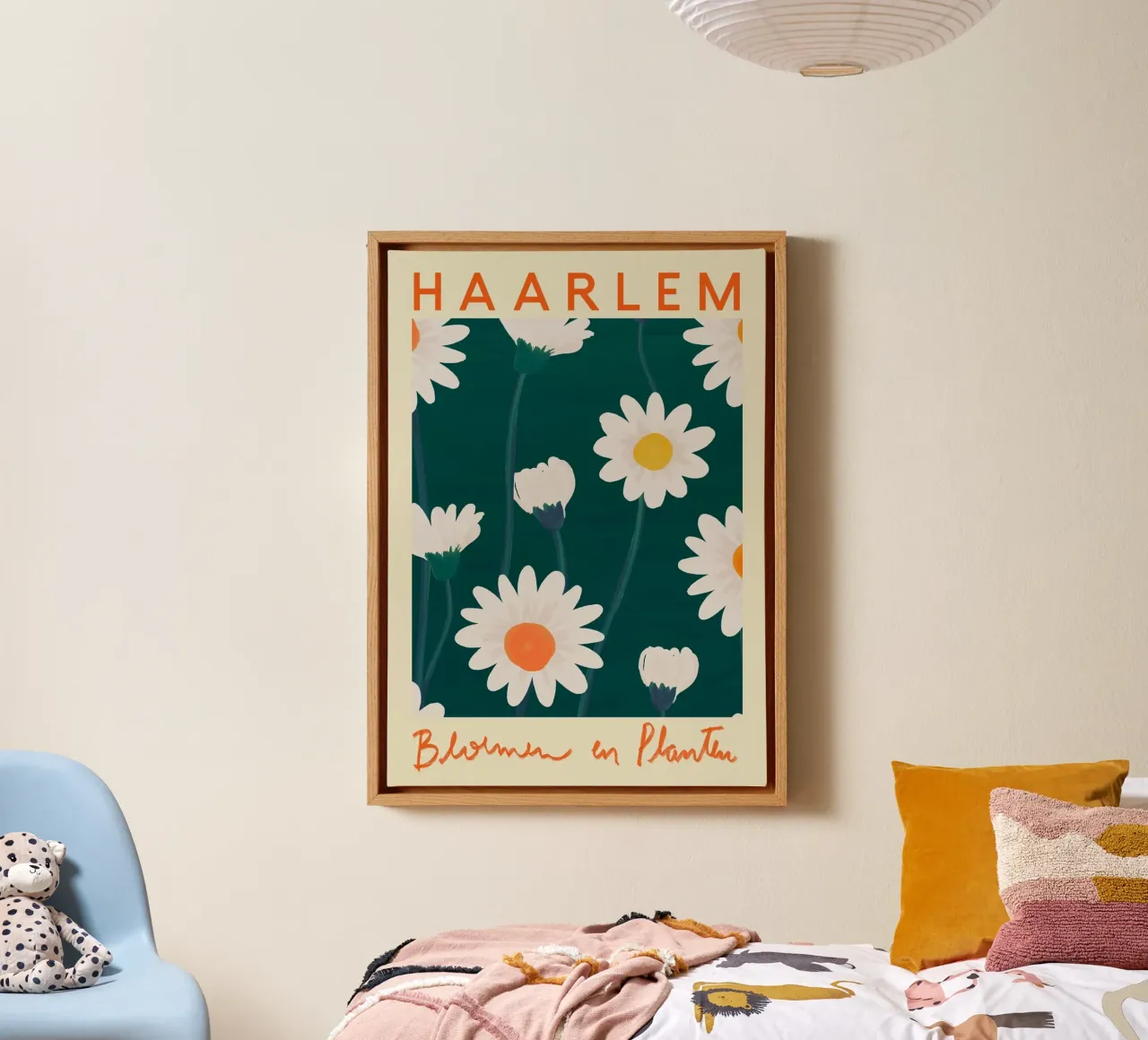 Haarlem Flowers and Plants - Dutch Daisy Field Art Print canvas with Floater frame by homdeco