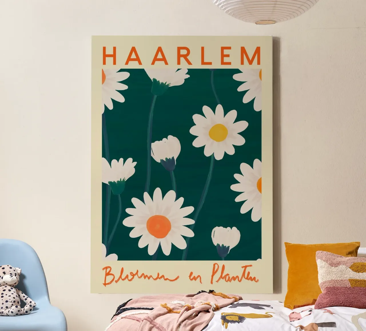 Haarlem Flowers and Plants - Dutch Daisy Field Art Print canvas with Floater frame by homdeco