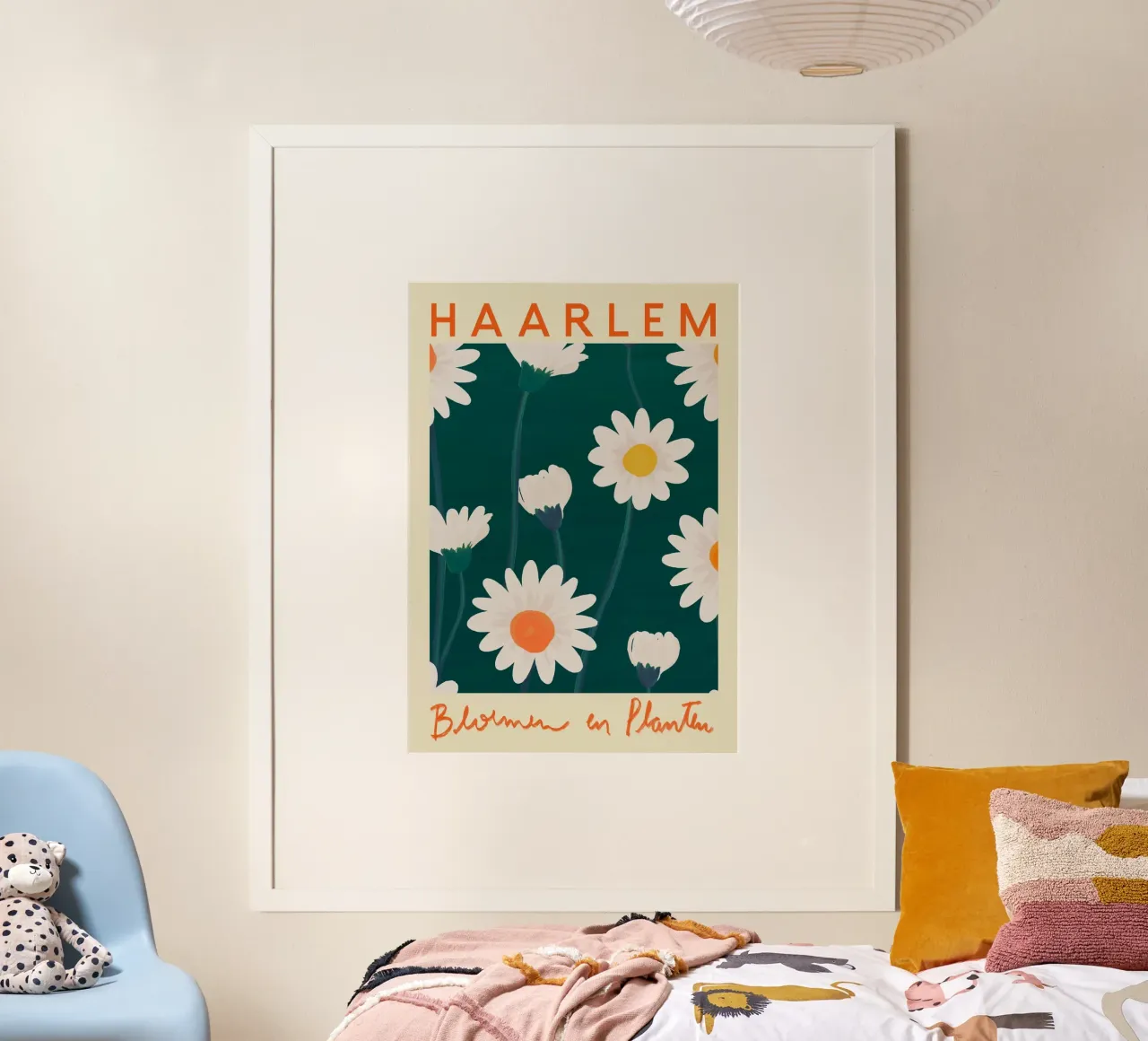 Fiori e piante di Haarlem - Stampa su campo di margherite olandesi poster con telaio in alluminio da homdeco