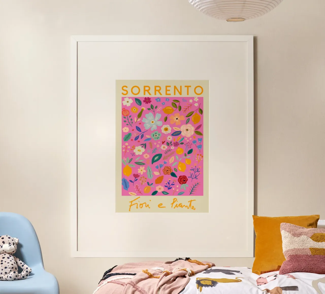 Sorrento Fiori e Piante - Vibrant Italian Floral Print poster con telaio in plastica da homdeco