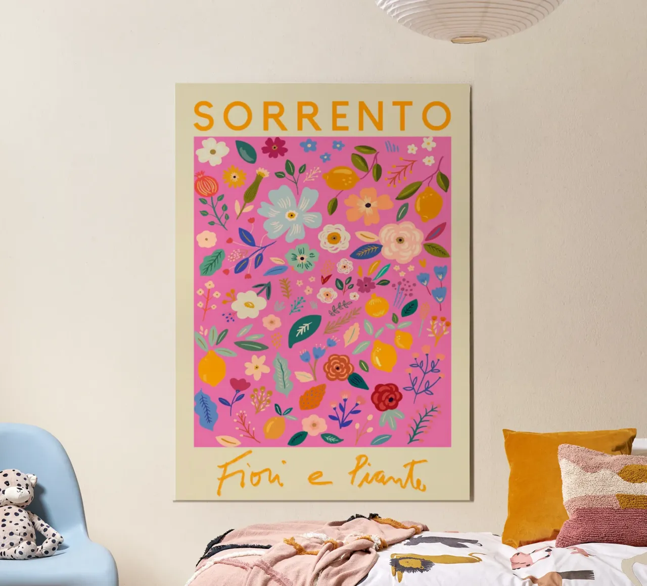 Sorrento Fiori e Piante - Vibrant Italian Floral Print poster con telaio in plastica da homdeco
