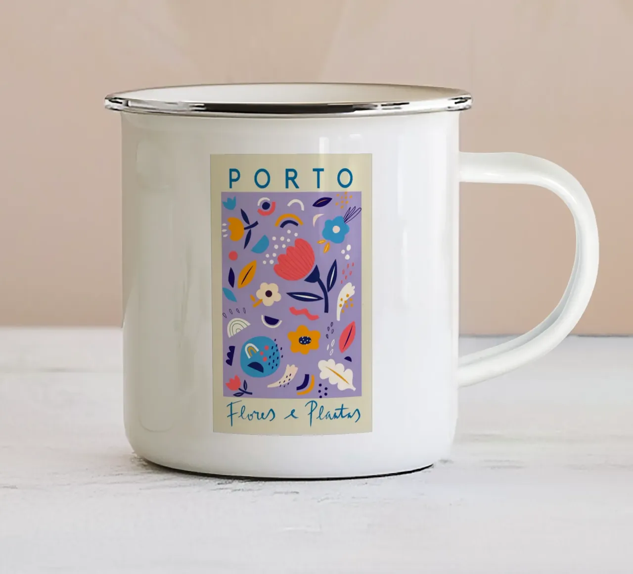 Fiori e piante di Porto - Vibranti fiori portoghesi astratti tazza in smalto da homdeco