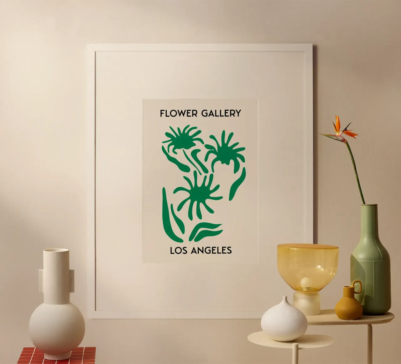 Los Angeles Flower Gallery - Impresión abstracta de una palmera verde poster de homdeco