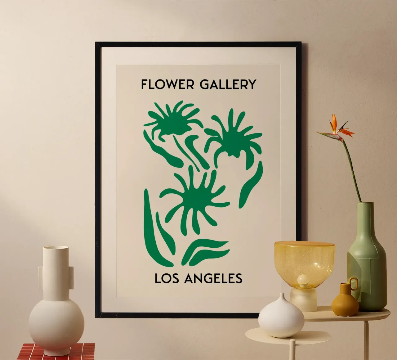 Los Angeles Flower Gallery - Impresión abstracta de una palmera verde poster de homdeco
