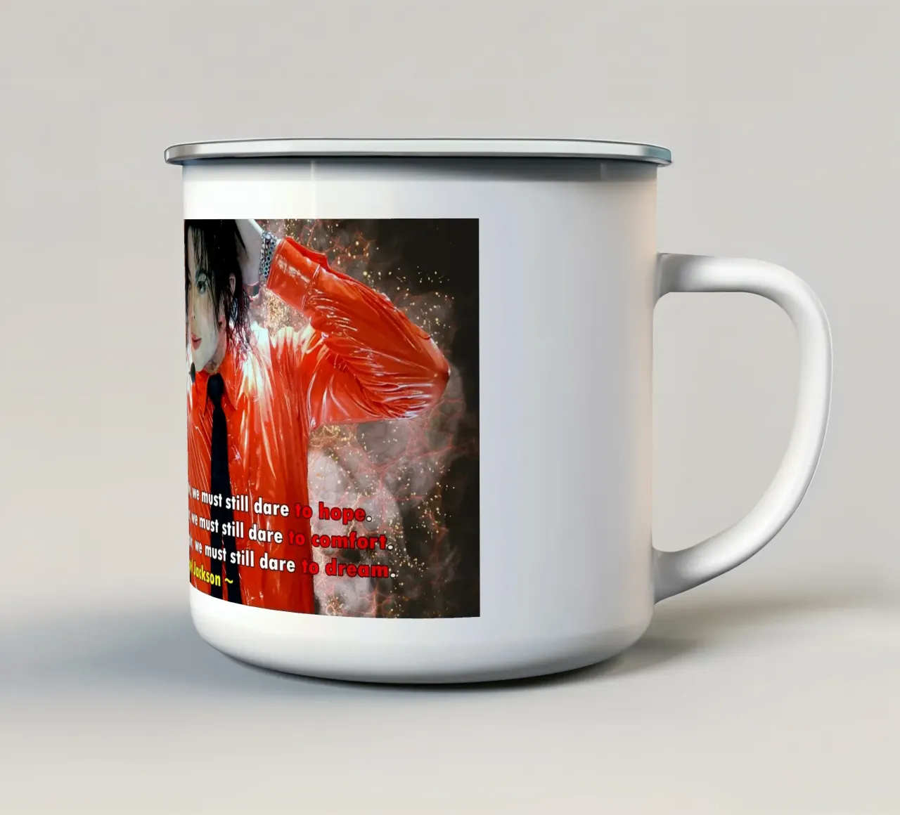 Michael Jackson In un mondo tazza in smalto da Abasa Inaraya