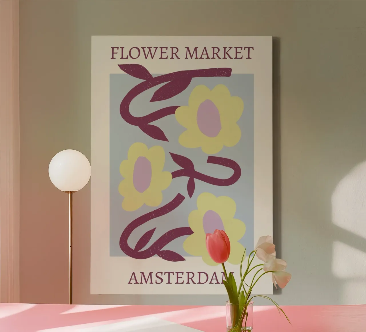 Amsterdam Blumenmarkt - Abstrakte Tulpe Kunstdruck Leinwand von homdeco