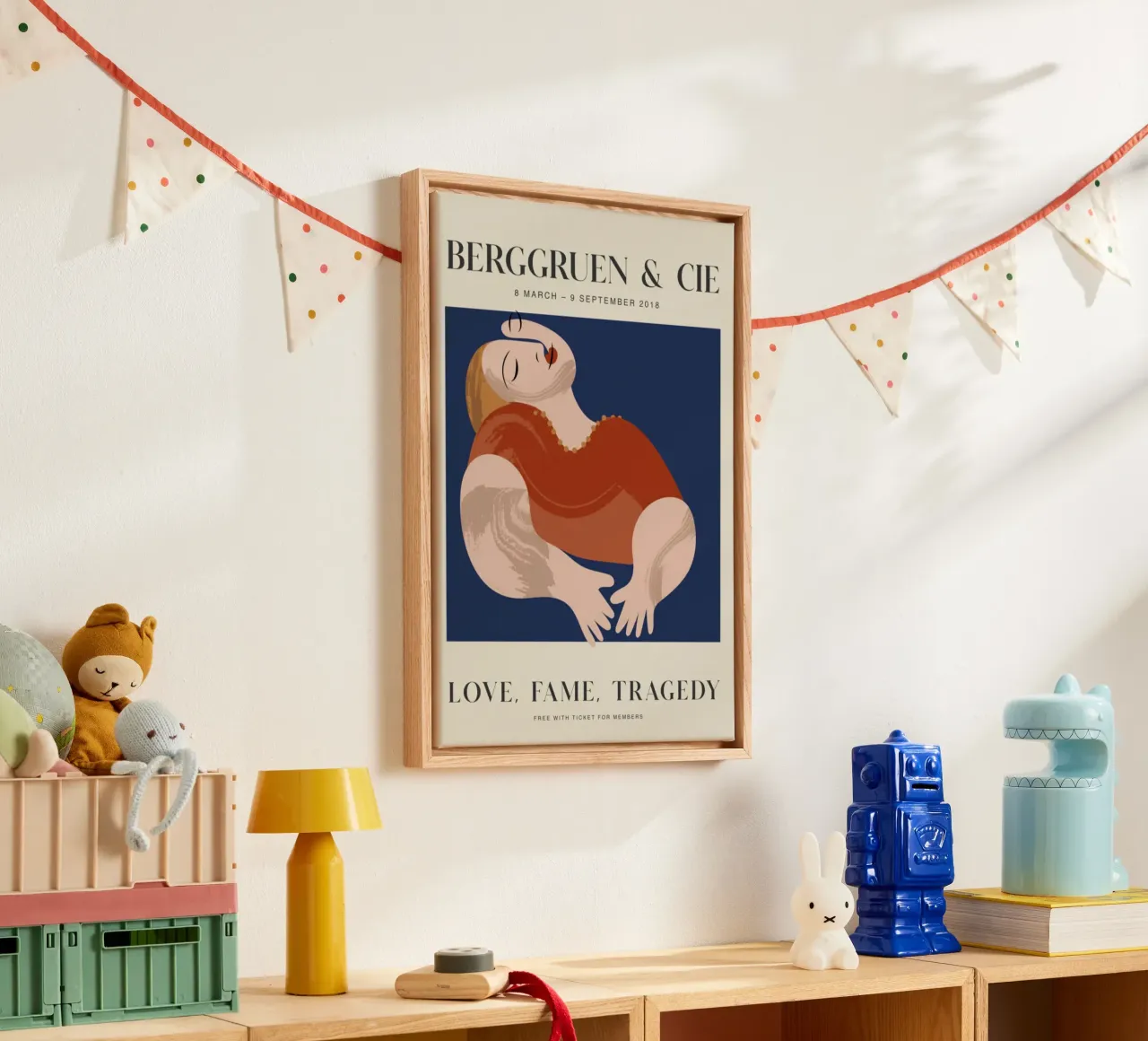 Berggruen "Liefde, roem, tragedie" Abstract Figuur Kunstdruk canvas met Baklijst van homdeco