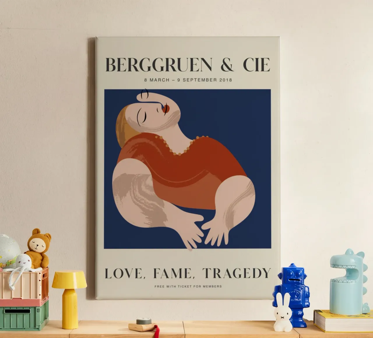 Berggruen "Liefde, roem, tragedie" Abstract Figuur Kunstdruk canvas met Baklijst van homdeco
