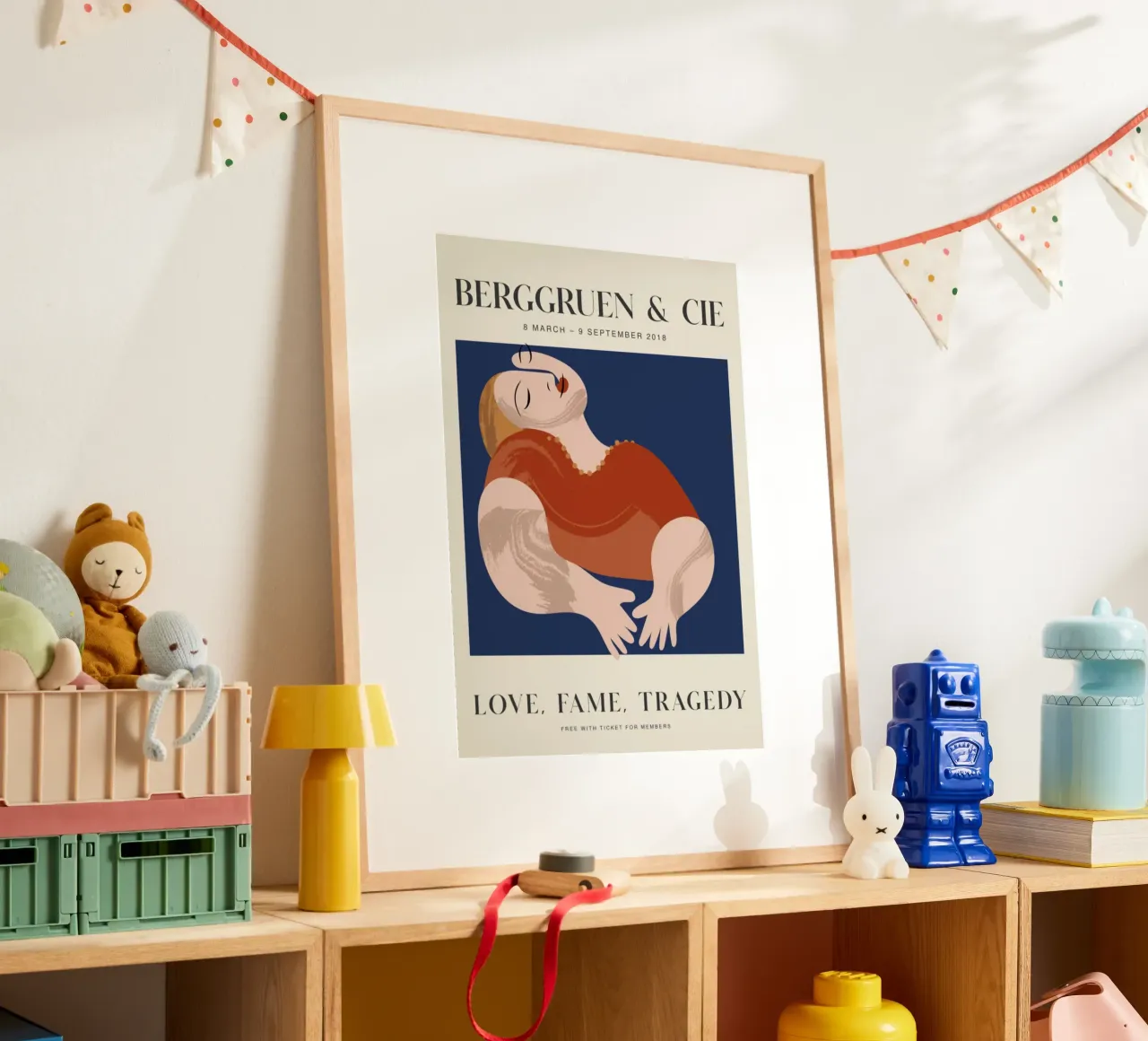 Berggruen "Liefde, roem, tragedie" Abstract Figuur Kunstdruk poster met kunststof frame van homdeco