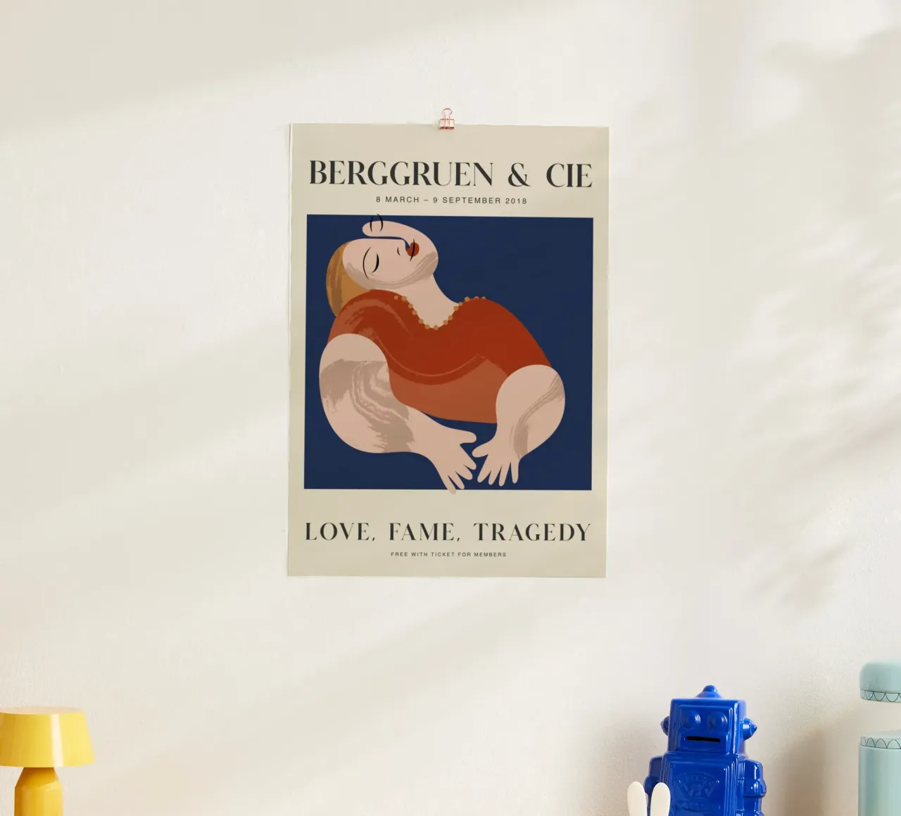 Berggruen "Liefde, roem, tragedie" Abstract Figuur Kunstdruk poster met kunststof frame van homdeco