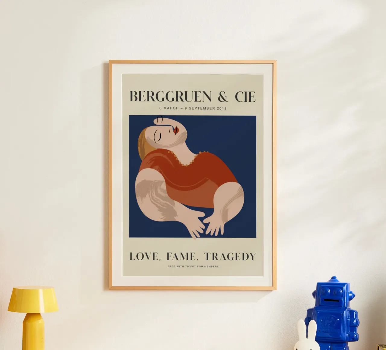 Berggruen "Liefde, roem, tragedie" Abstract Figuur Kunstdruk poster met kunststof frame van homdeco