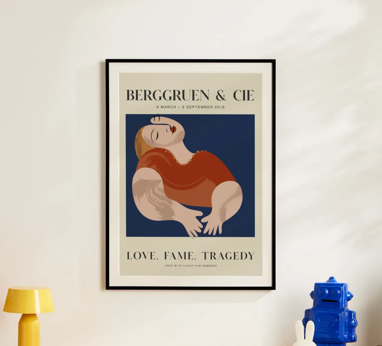 Berggruen "Liefde, roem, tragedie" Abstract Figuur Kunstdruk poster met kunststof frame van homdeco