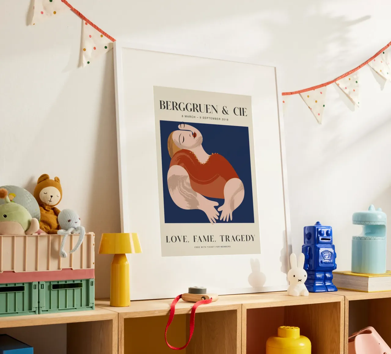 Berggruen "Liefde, roem, tragedie" Abstract Figuur Kunstdruk poster met kunststof frame van homdeco