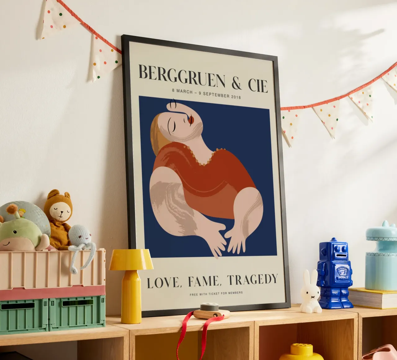 Berggruen "Liefde, roem, tragedie" Abstract Figuur Kunstdruk poster met kunststof frame van homdeco