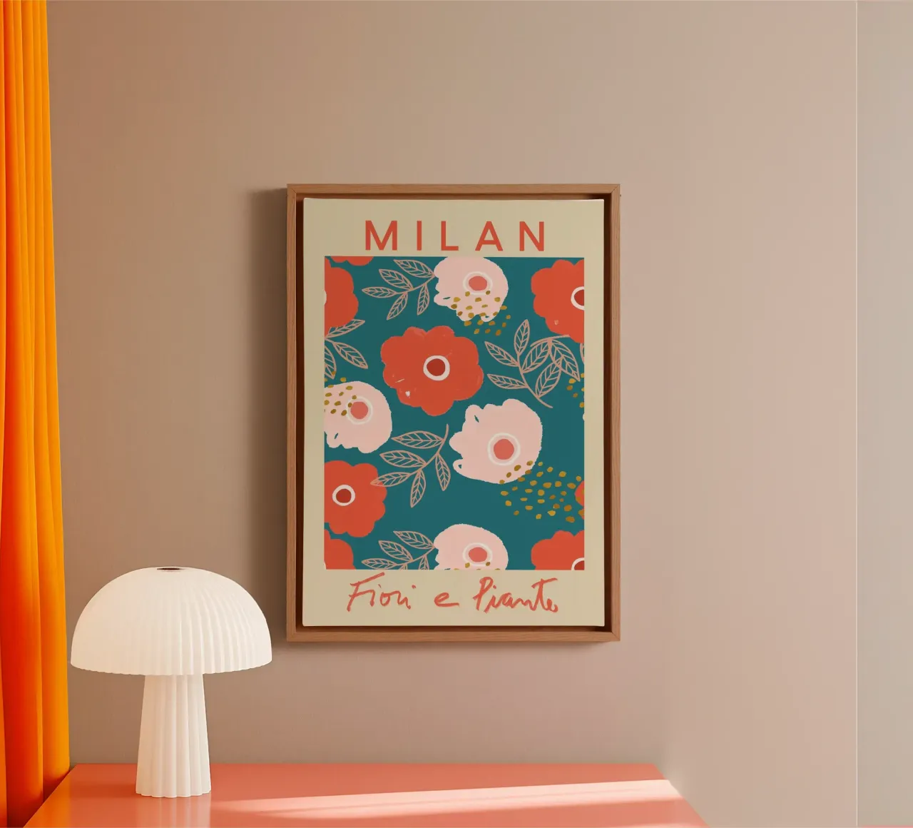 Milan Fiori e Piante - Vibrant Italian Floral Pattern tela con Cornice a cassetta da homdeco