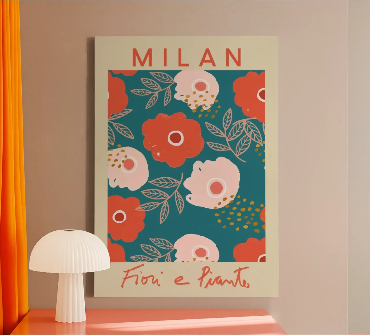 Milan Fiori e Piante - Vibrant Italian Floral Pattern tela con Cornice a cassetta da homdeco