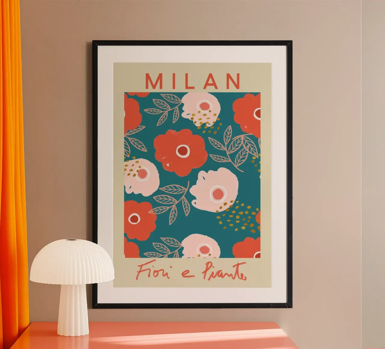 Milan Fiori e Piante - Vibrant Italian Floral Pattern poster con telaio in plastica da homdeco