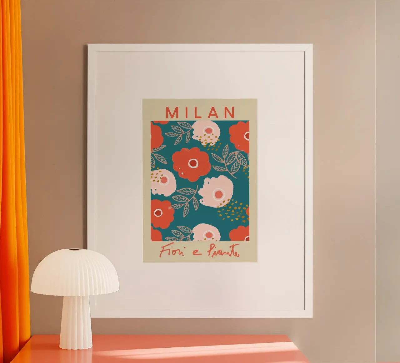 Milan Fiori e Piante - Vibrant Italian Floral Pattern poster con telaio in plastica da homdeco