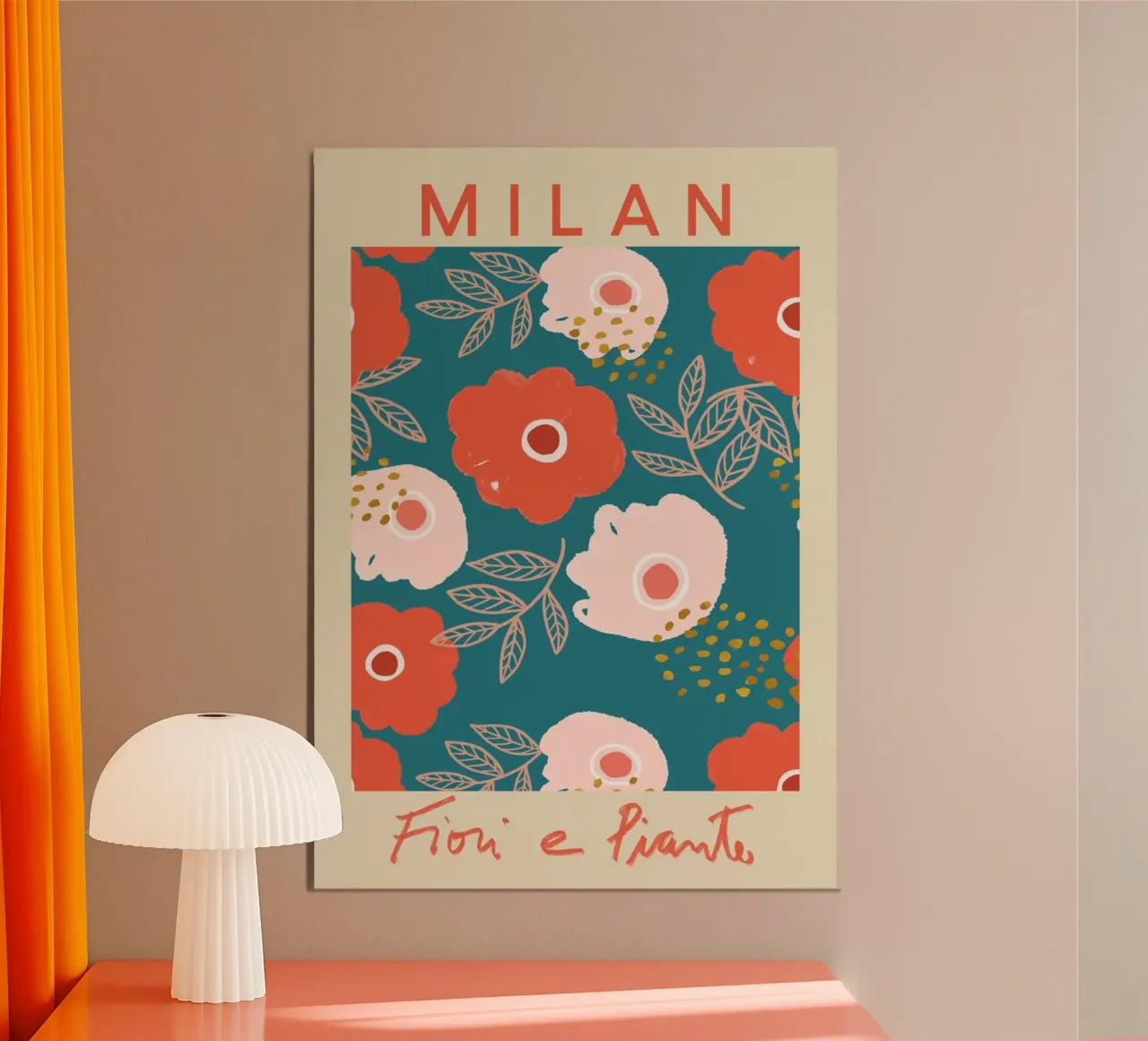 Milan Fiori e Piante - Vibrant Italian Floral Pattern poster con telaio in plastica da homdeco