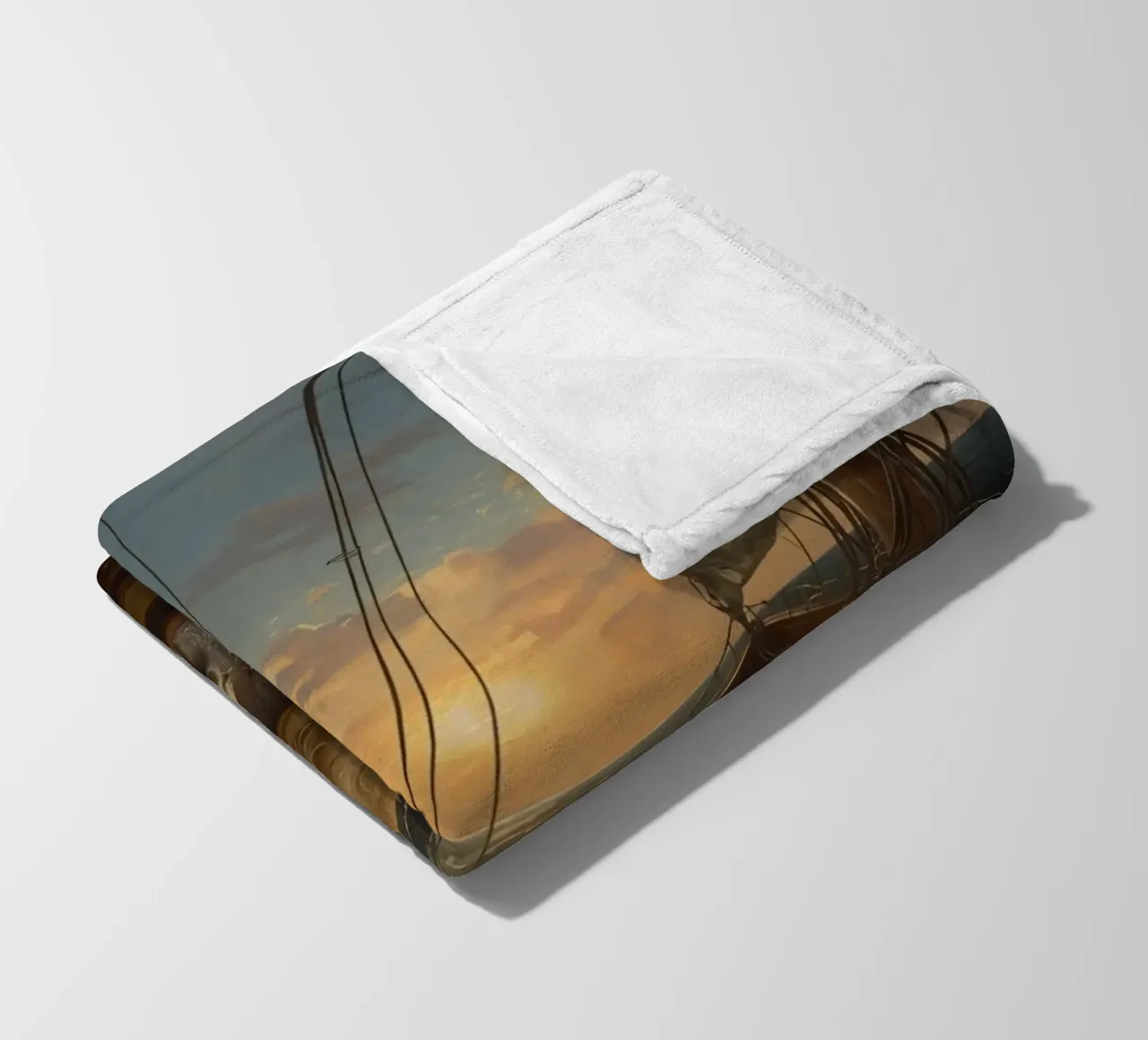 Golden Retriever ruht sich auf einem Segelboot aus, während ein Delphin springt Fleecedecke von DesignDoodle