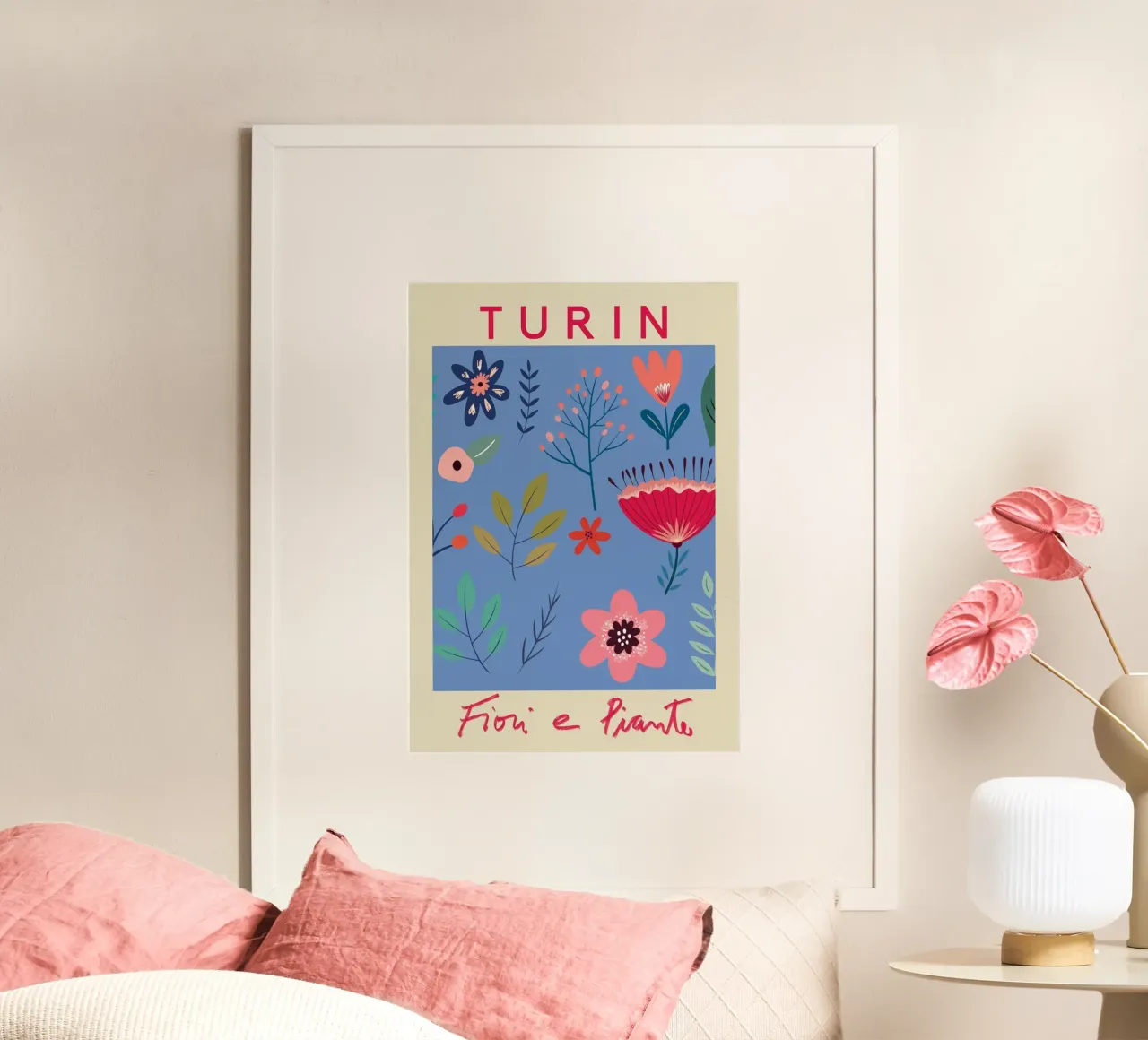 Turin Fiori e Piante - Vibrant Italian Floral Abstract poster con telaio in plastica da homdeco