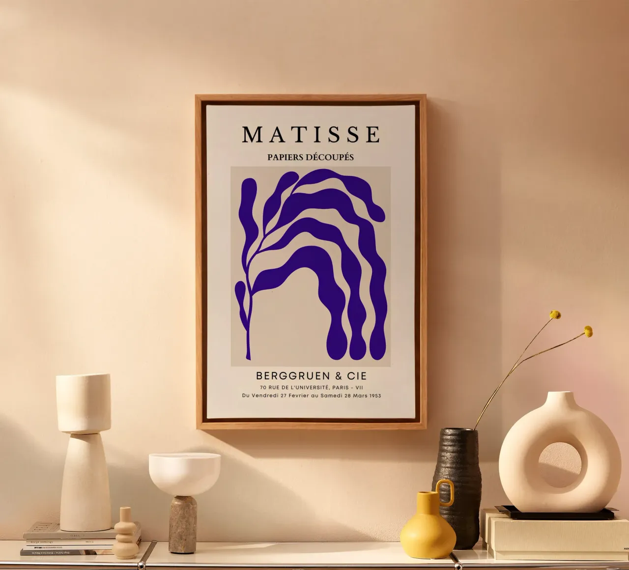 Matisse "Papiers Découpés" Abstracte Botanische Print canvas met Baklijst van homdeco