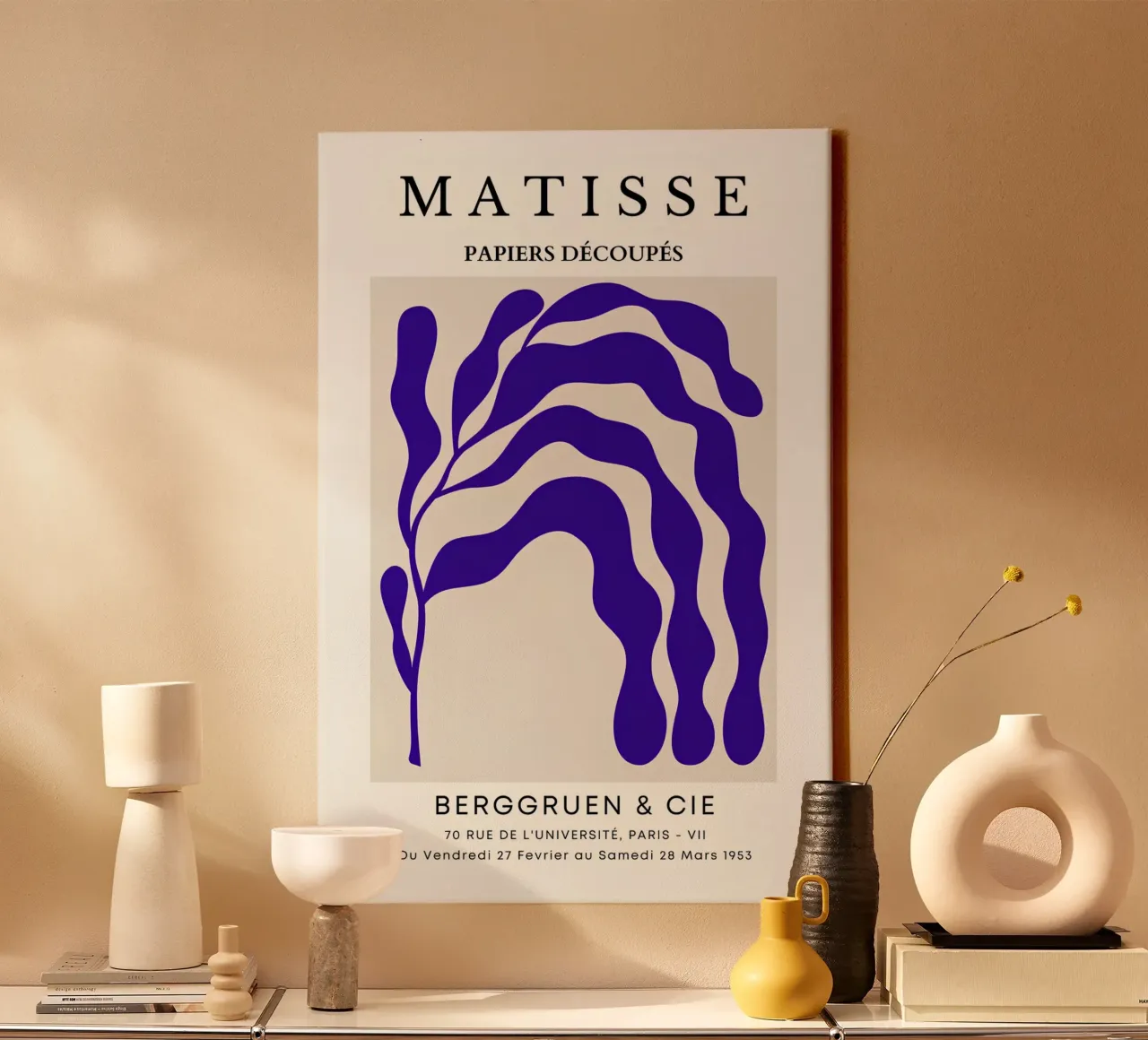 Matisse "Papiers Découpés" Abstracte Botanische Print canvas met Baklijst van homdeco