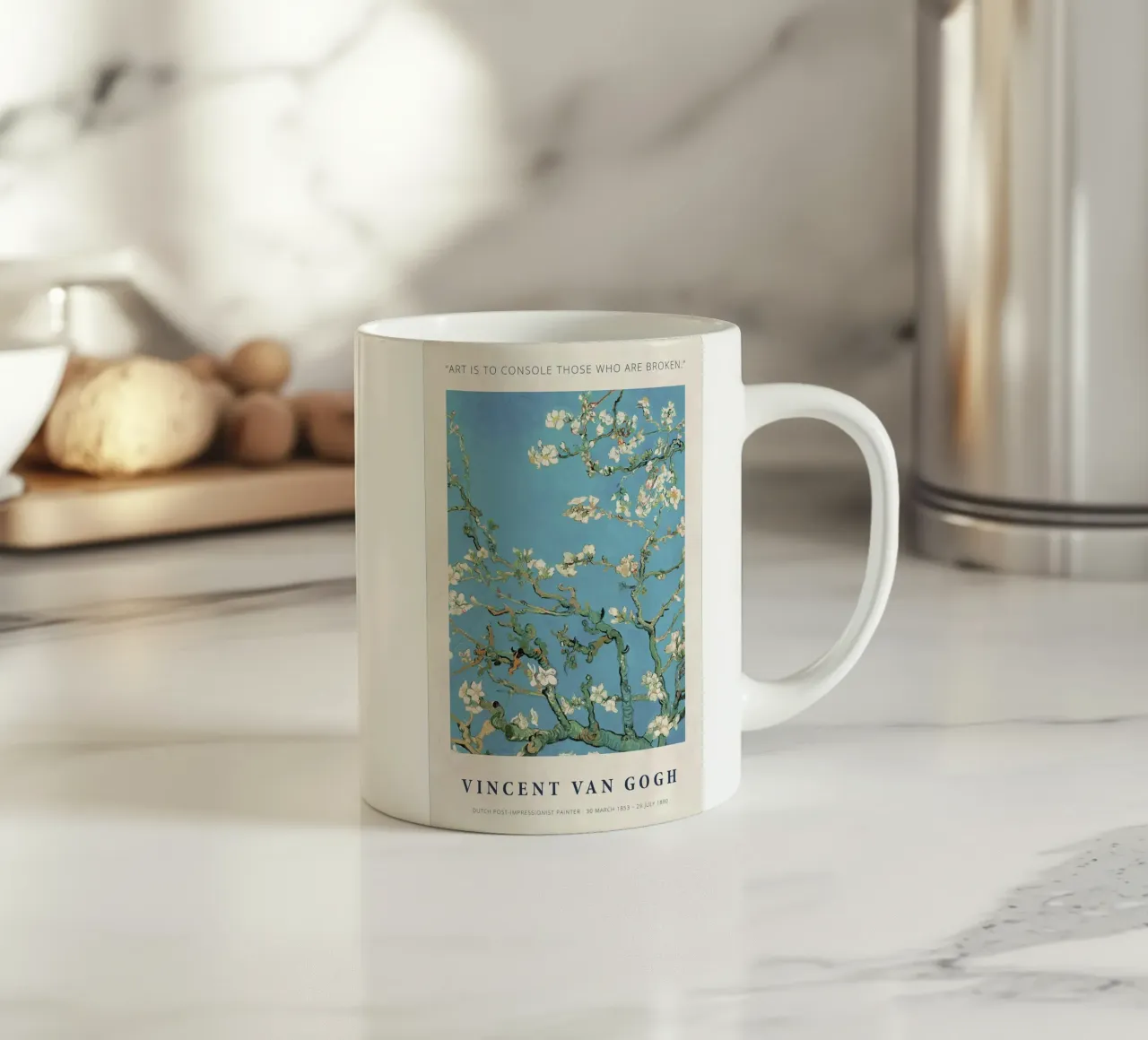 Art Is To Console Those Who Are Broken Keramik Tasse von janetlynn
