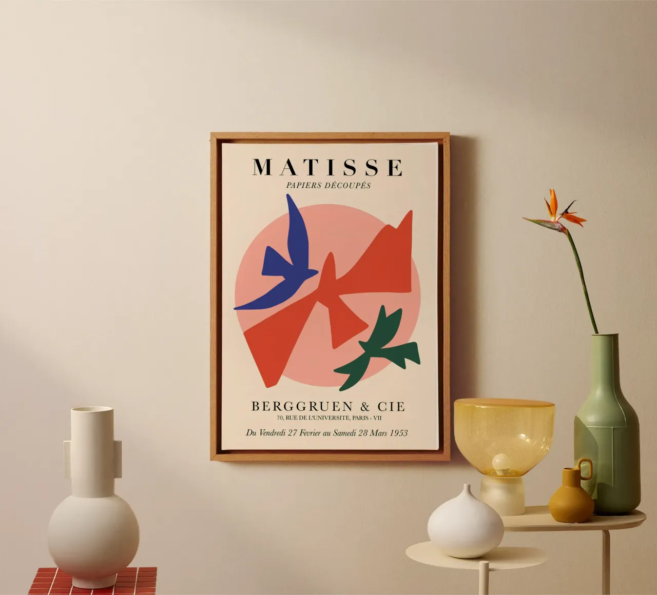 Matisse "Papiers Découpés" Birds & Forms Art Print canvas with Floater frame by homdeco
