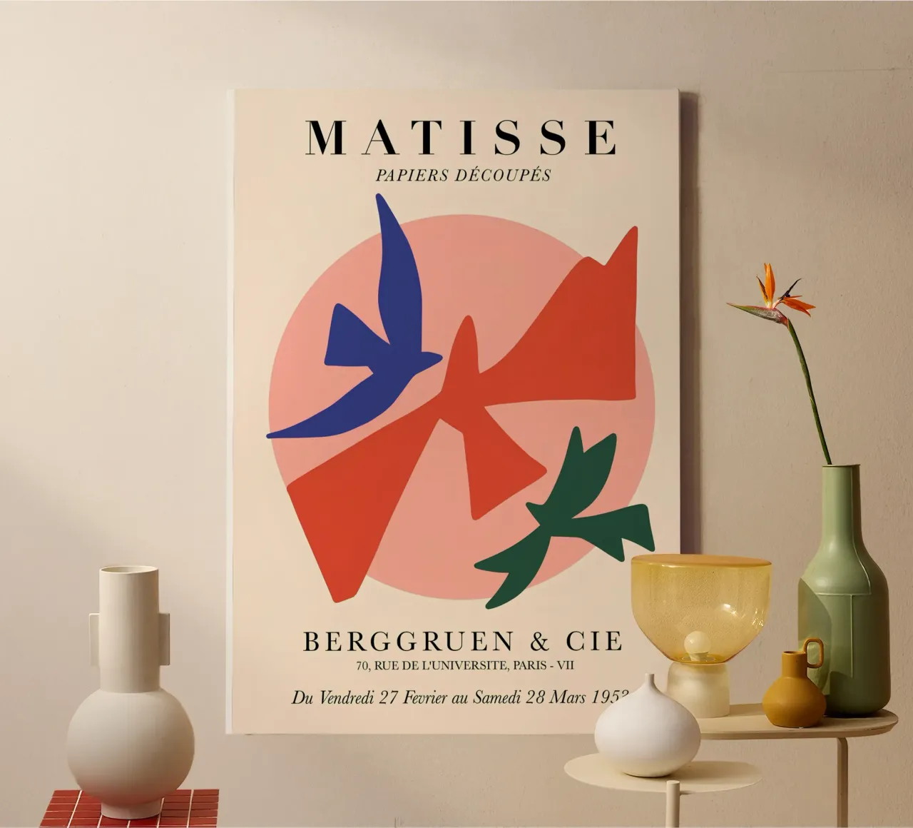 Matisse "Papiers Découpés" Birds & Forms Art Print canvas with Floater frame by homdeco