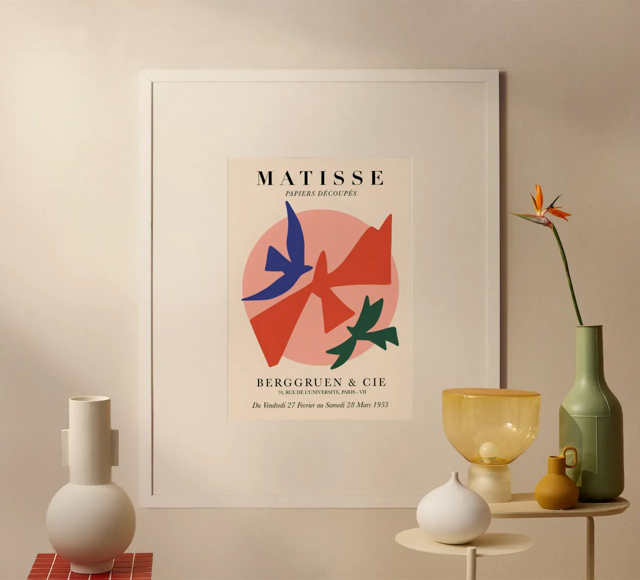 Matisse "Papiers Découpés" Birds & Forms Art Print Poster mit Holzrahmen von homdeco