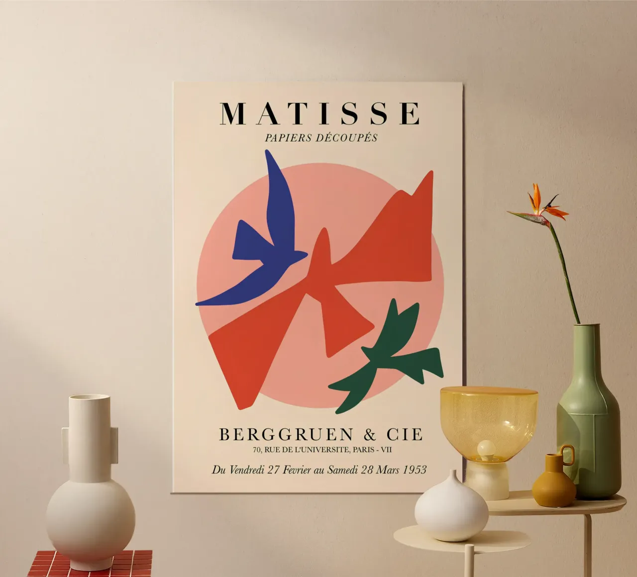 Matisse "Papiers Découpés" Birds & Forms Art Print Poster mit Holzrahmen von homdeco
