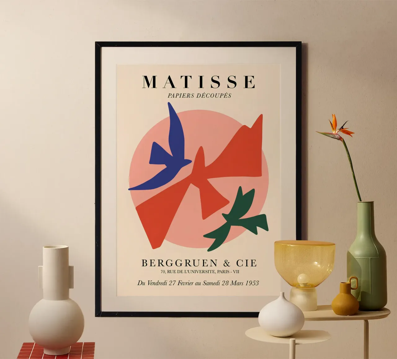 Matisse "Papiers Découpés" Birds & Forms Art Print Poster mit Holzrahmen von homdeco