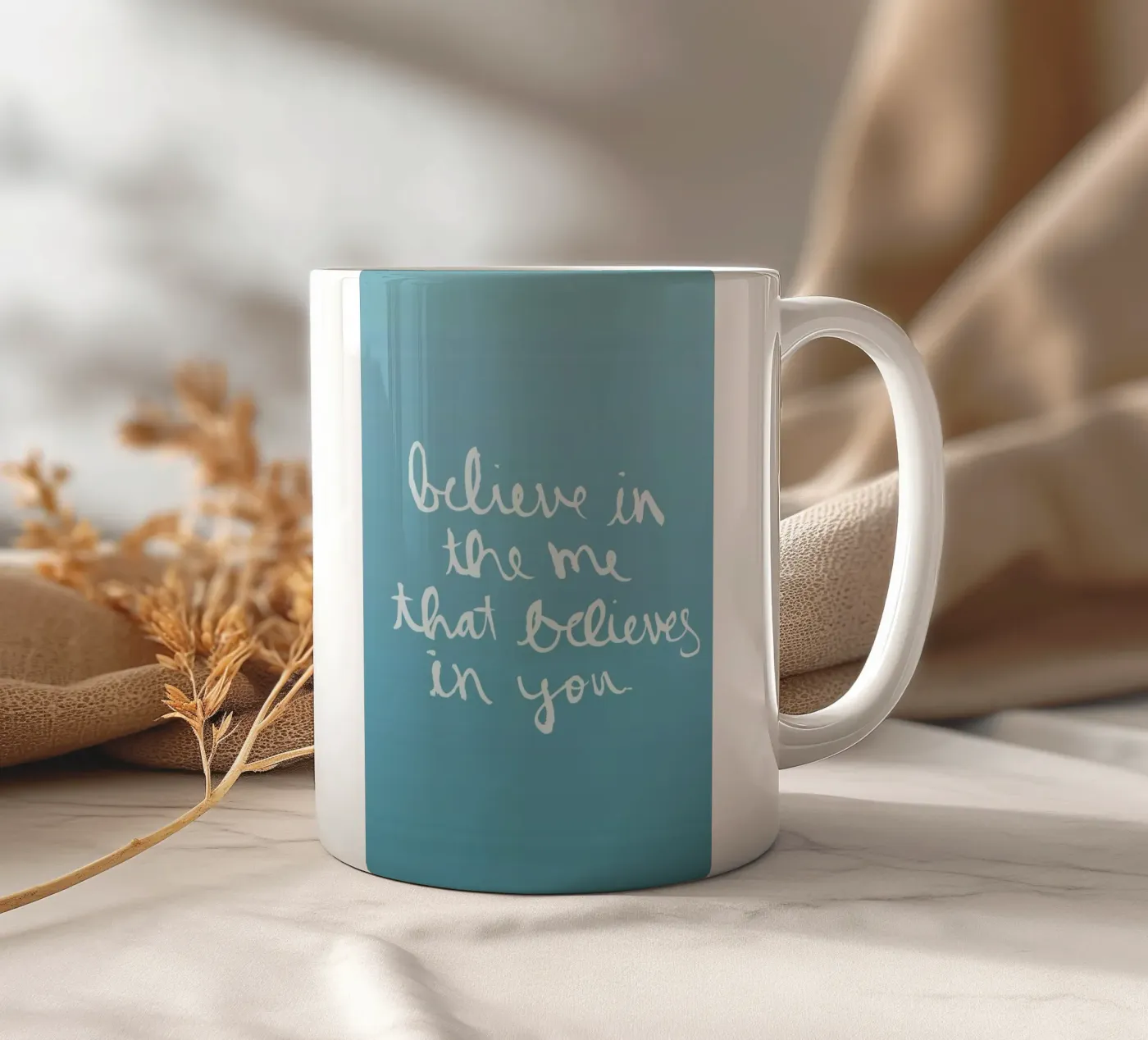 Believe ceramic mug by Dead Language