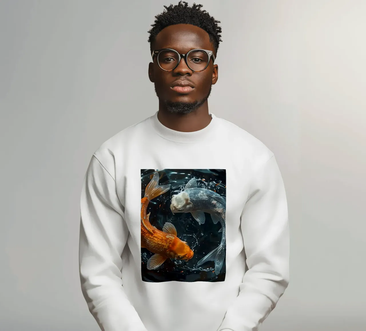 Dos peces koi nadando en movimiento ying yaang creando ondas sudadera de DesignDoodle