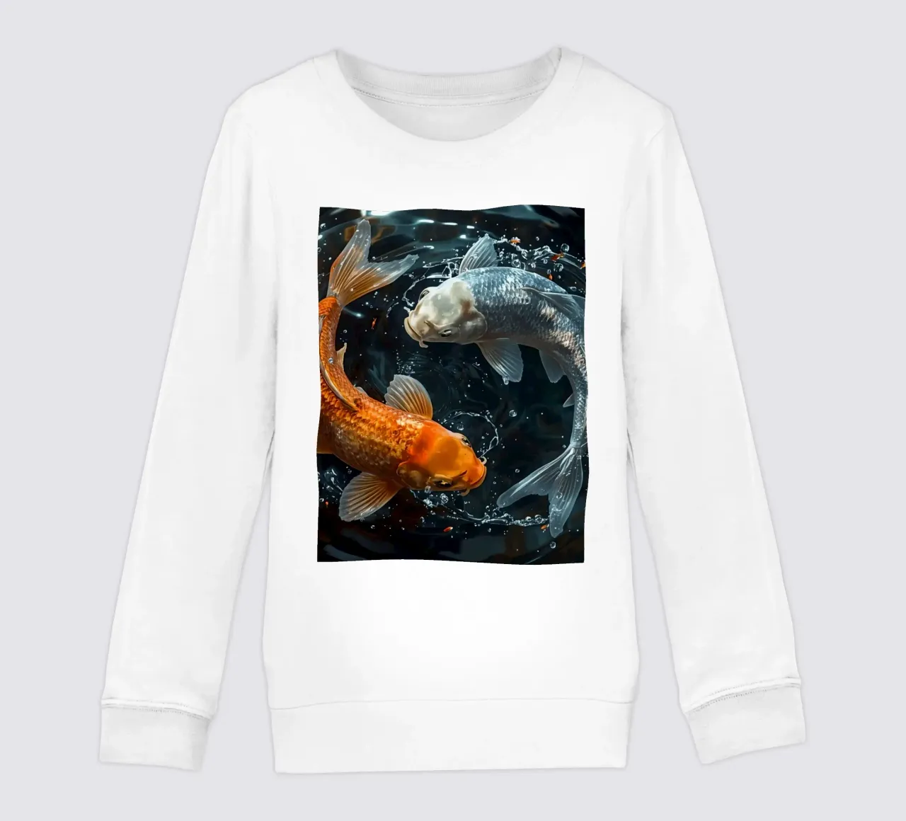 Dos peces koi nadando en movimiento ying yaang creando ondas sudadera para niño de DesignDoodle