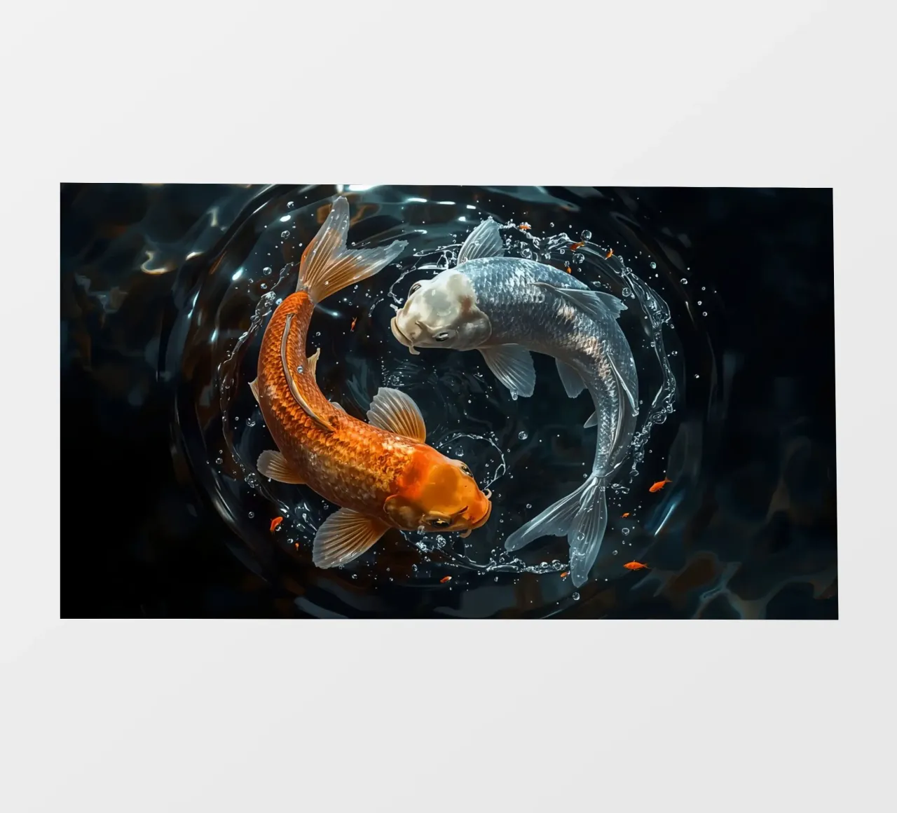 Dos peces koi nadando en movimiento ying yaang creando ondas papel para pared de DesignDoodle