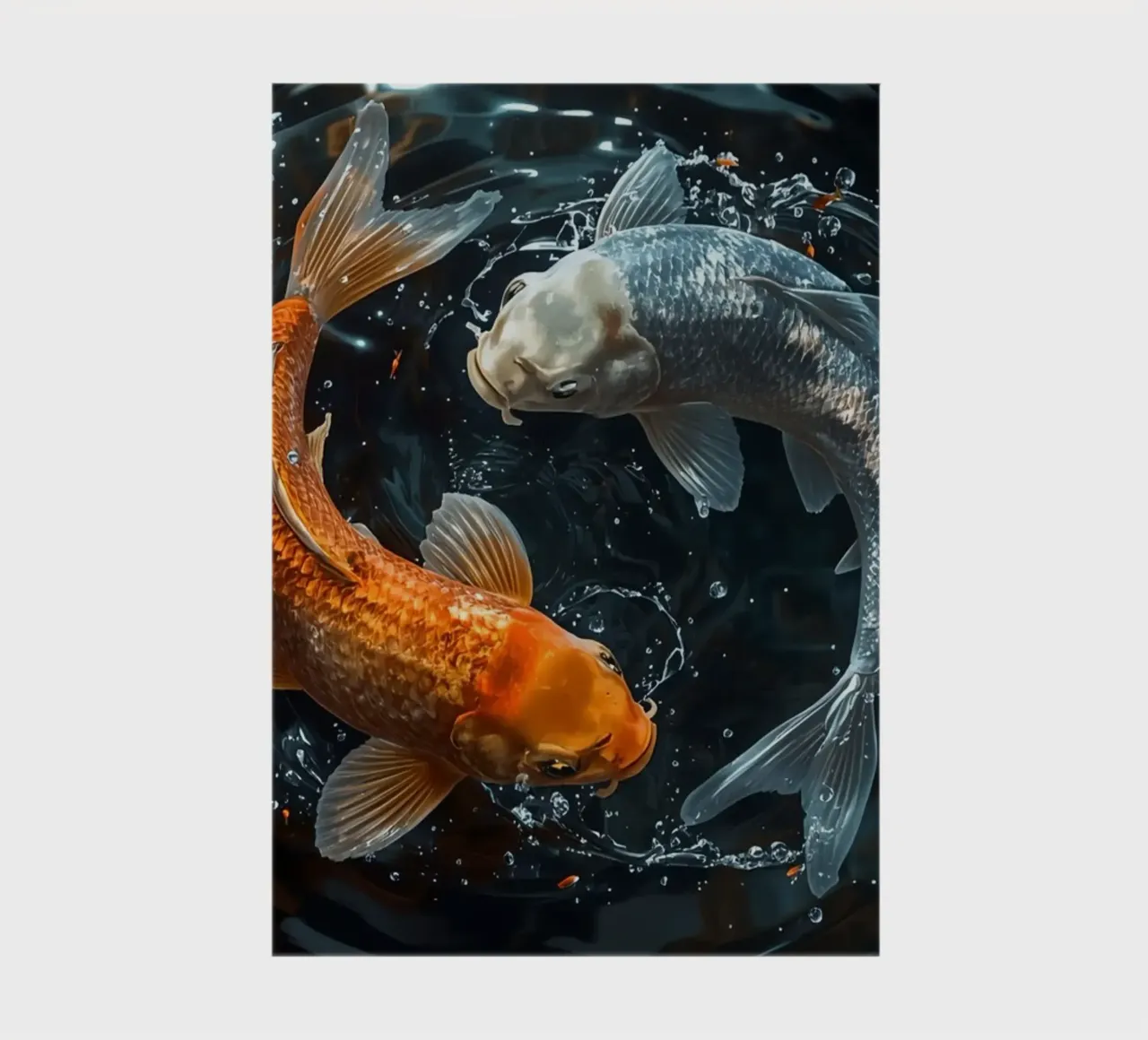 Two koi fish swimming in ying yaang motion creating ripples notebook by DesignDoodle