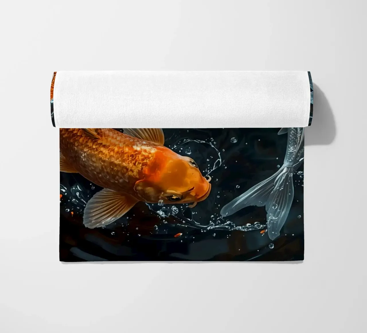 Dos peces koi nadando en movimiento ying yaang creando ondas toalla de playa de DesignDoodle