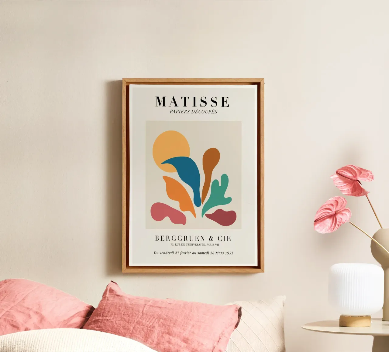 Matisse "Papiers Découpés" Abstract Forms Sun Print canvas with Floater frame by homdeco