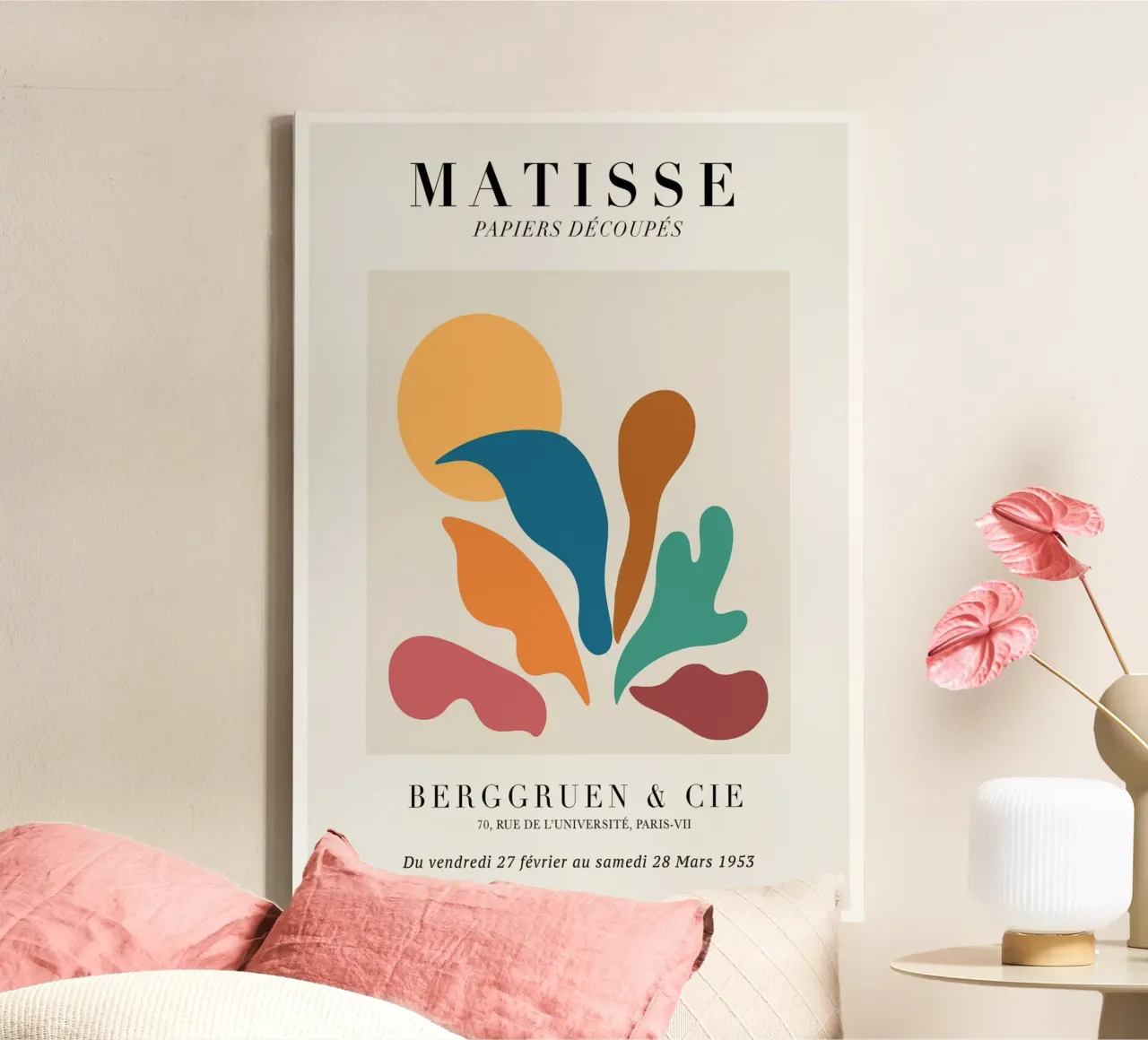 Matisse "Papiers Découpés" Abstract Forms Sun Print canvas with Floater frame by homdeco
